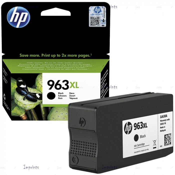 Түпнұсқа HP 963XL, қара, көлемі ұлғайтылған сия картриджі (3JA30AE)