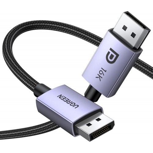 Кабель Ugreen DP118 DP2.1, 16K/30Hz, 40 Gbps, 1m, Male To Male