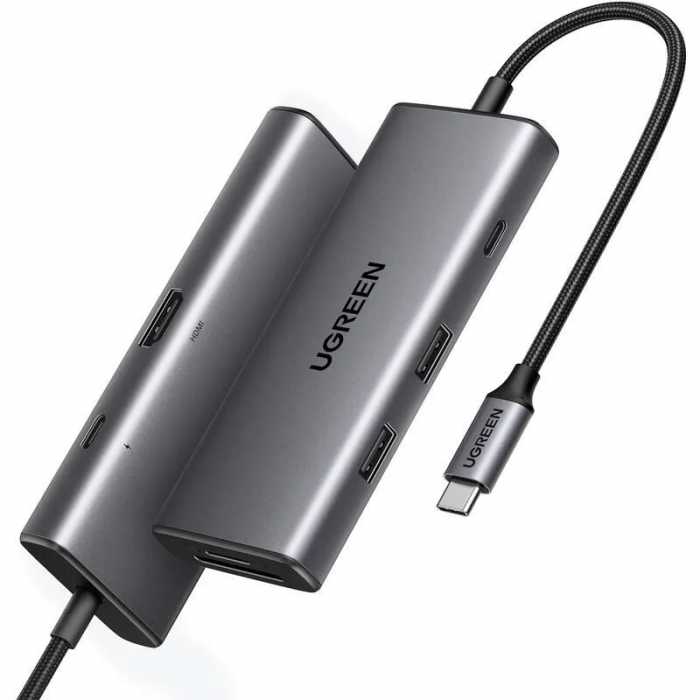 Ugreen CM498 USB-C To HDMI+2*USB 3.2 A+ USB-C 3.2+SD/TF+PD 15531 конвертері