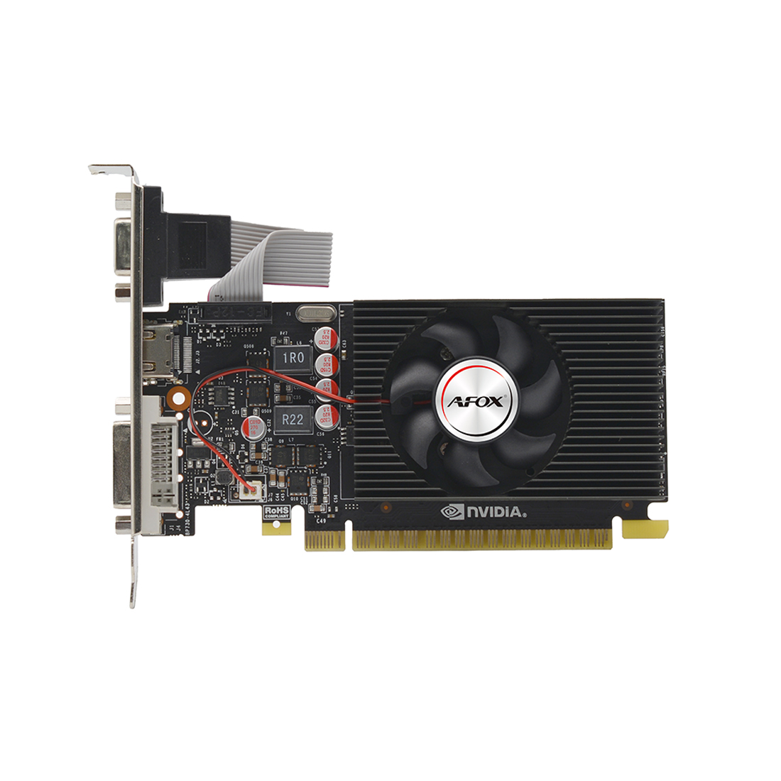 Видеокарта, AFOX, GT240 1GB D3 LP Single Fan (4897033784924), AF240-1024D3L2-V2, DDR3, 128bit, HDMI, DVI, VGA, 155*70*19 мм, Цветная коробка