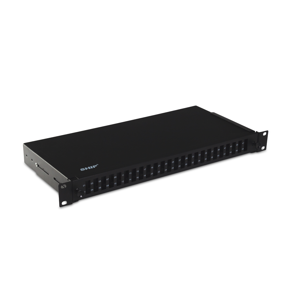 Оптический кросс, SHIP, F-M2, 19" (1U), 24 Порта SC Duplex, Без адаптеров, Чёрный