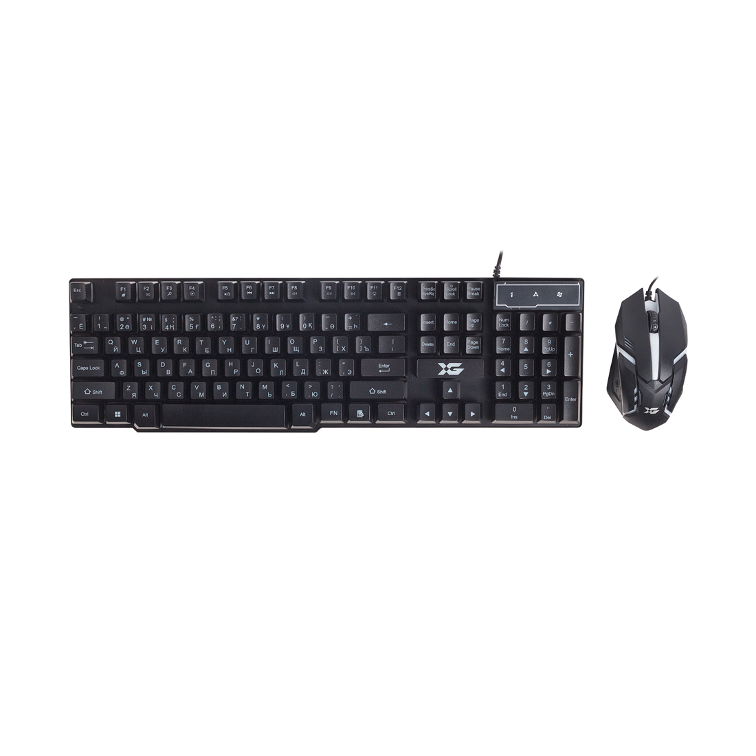 Комплект Клавиатура + Мышь, XG, XD-575OUB, Оптическая Мышь, USB, Кол-во стандартных клавиш 104, Анг/Рус/Каз, Длина кабеля 1,6 м, Чёрный