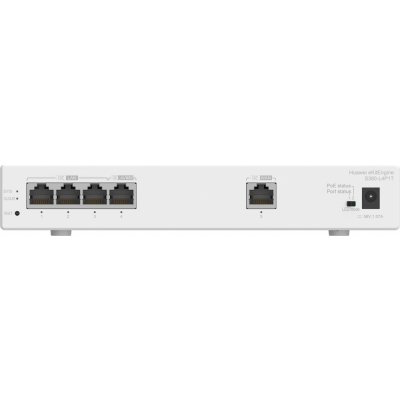 Шлюз мультисервисный Huawei S380-L4P1T (1xGE WAN, 4xGE LAN, PoE+ 50W, 150 пользователей, производительность 2Gbps, 12V DC)