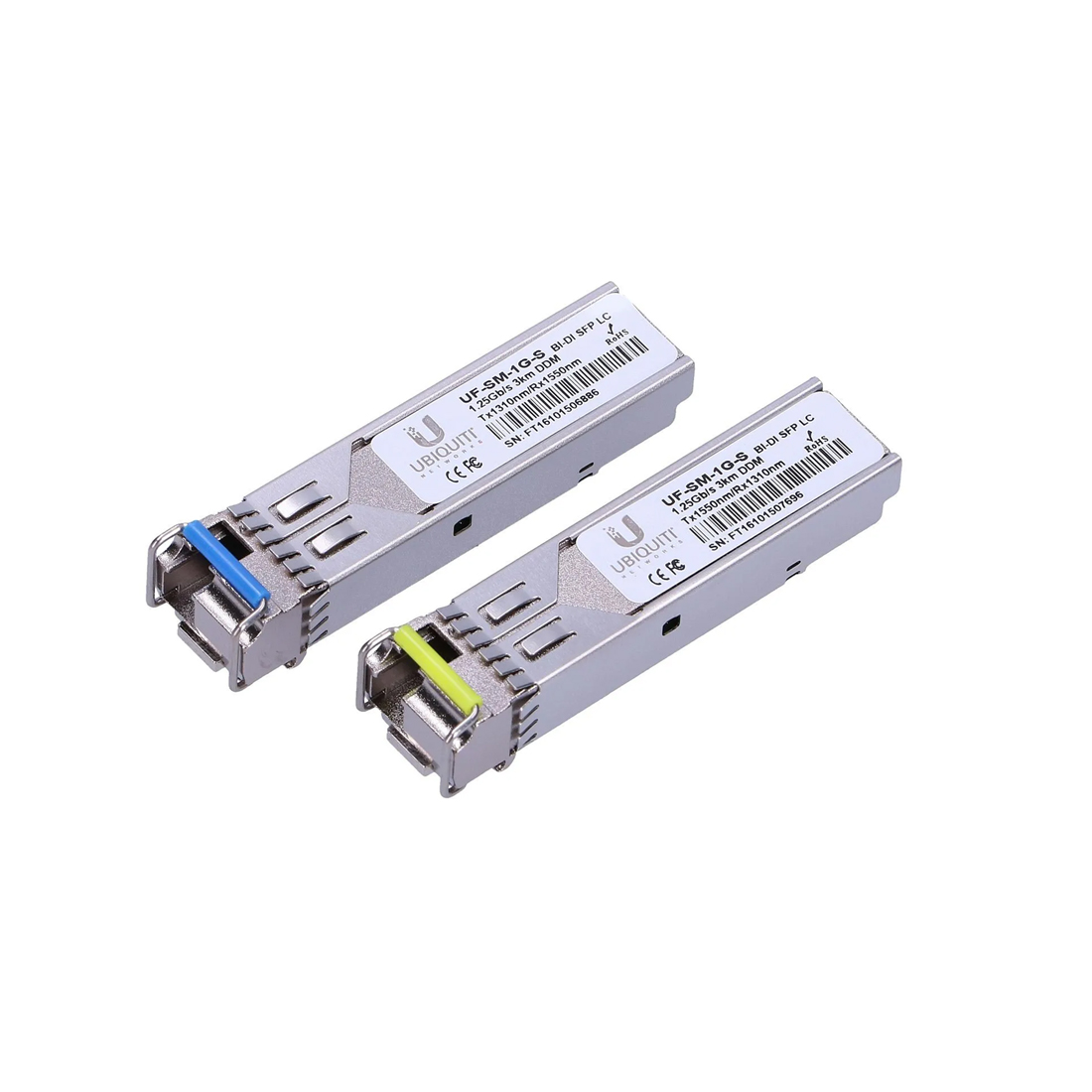 Трансивер, Ubiquiti, UACC-OM-SM-1G-S, Simplex LC/UPC, SM, 1310 nm/1550 nm, 1550 nm/1310 nm, 3 km, (продажа поштучно, отгрузка кратно 2 шт. пара синий+желтый)