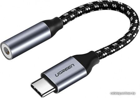 UGREEN AV142 USB Type C to 3.5mm Female Cable, 10см, Сұр, 30632