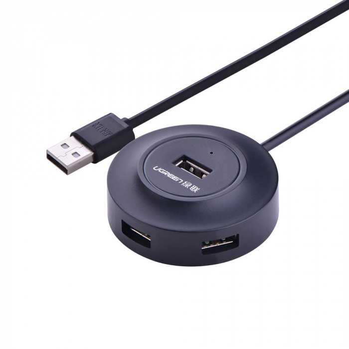 HUB UGREEN CR106 USB 2.0 Hub 4 Ports 1m (черный)