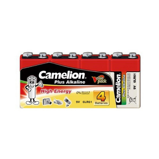 Батарея CAMELION 6LR61-SP4 Plus Alkaline 6F22 (крона) 9V 680 mAh 4 шт.