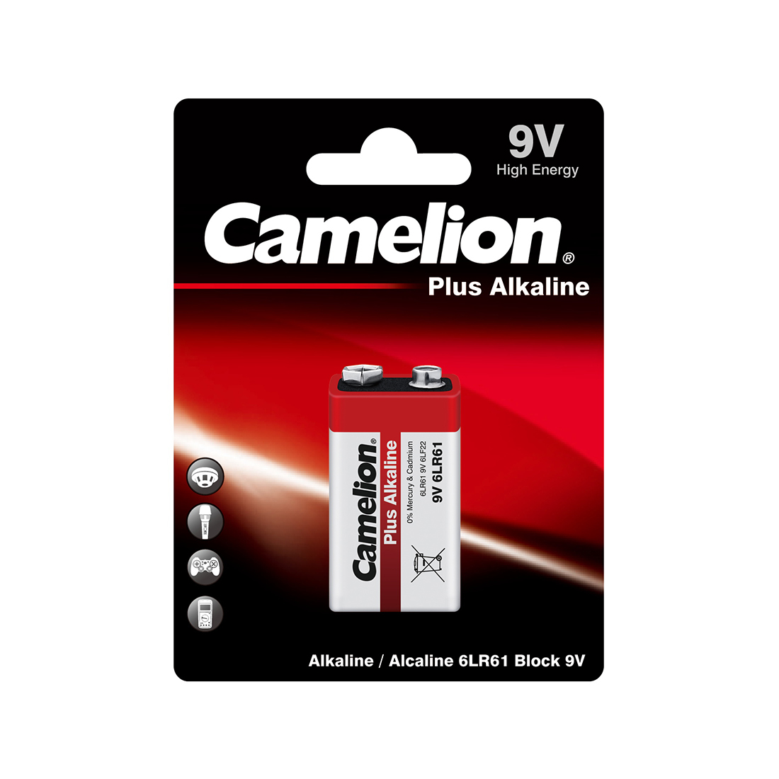 Батарейка CAMELION 6LR61-BP1 Plus Alkaline 9V 680 mAh