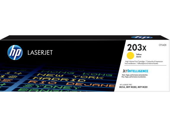 Оригинальный картридж увеличенной емкости HP 203X LaserJet, желтый CF542X