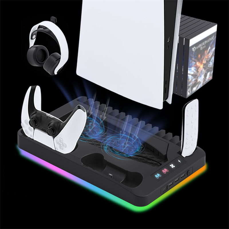 YLW RGB Controller Charging Station Dual Fast Charger LED Indicator PS5 Gamepad Charging Stand Docking Station Game Accessories