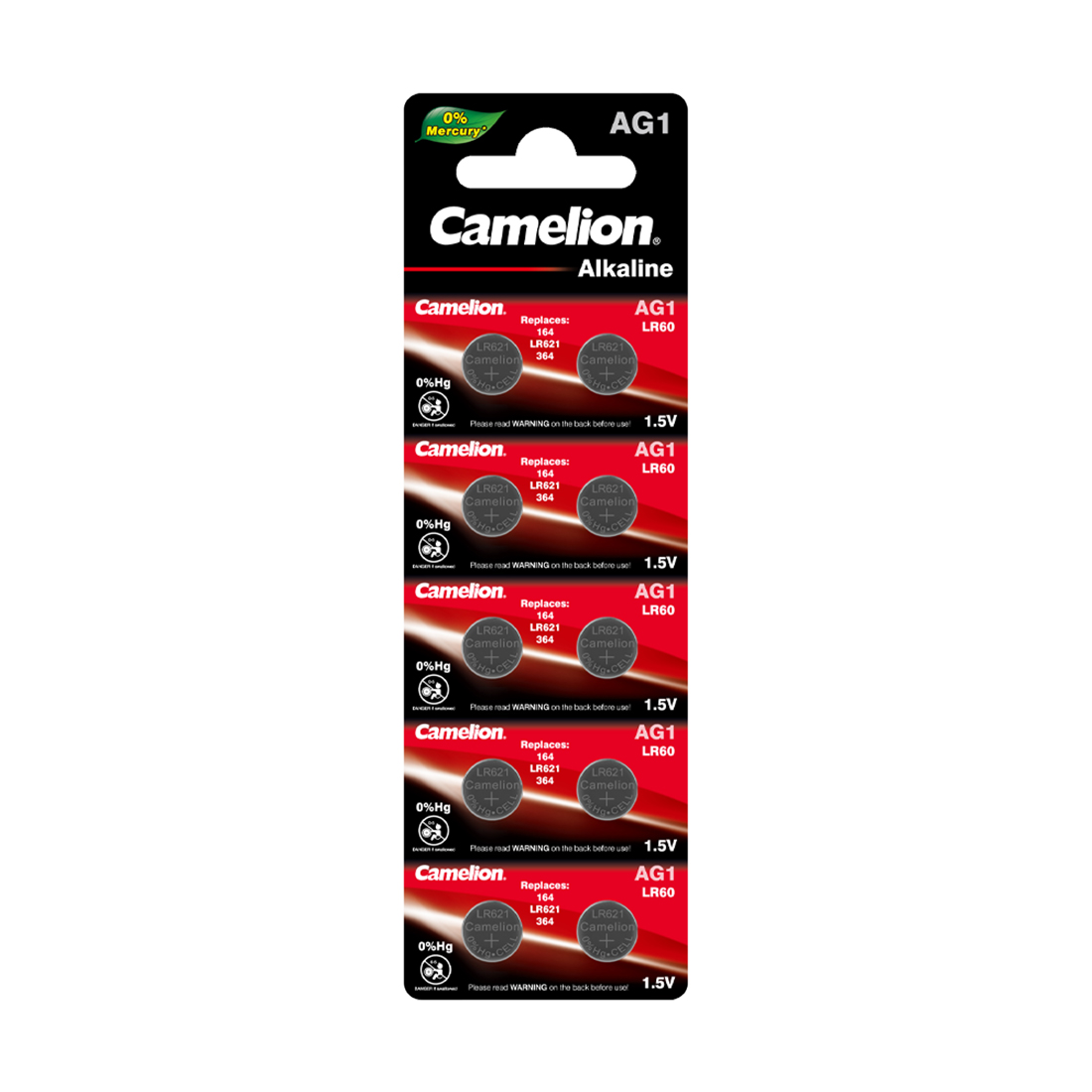 Батарейка, CAMELION, AG1-BP10(0%Hg), Alkaline, AG1, 1.5V, 0% Ртути, 10 шт. в блистере