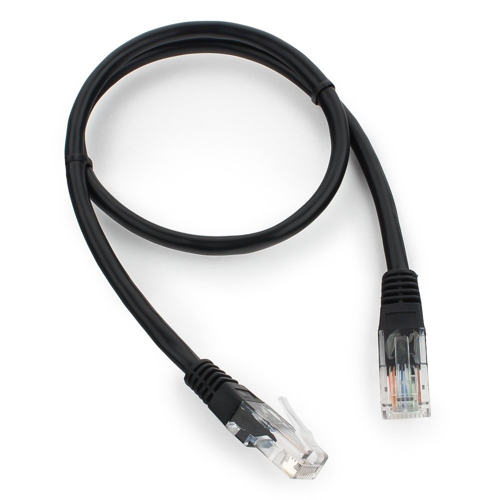 Патч-корд UTP Cablexpert PP12-0.5M/BK кат.5e, 0.5м, литой, көпжильді (қара)