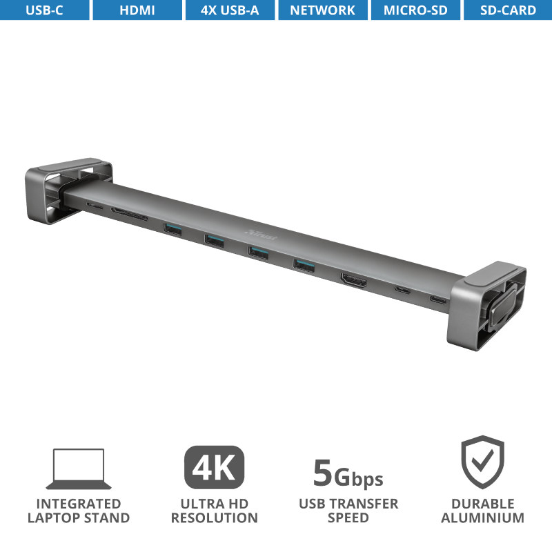 Разветвитель Trust Dalyx Aluminium 10-in-1 USB-C