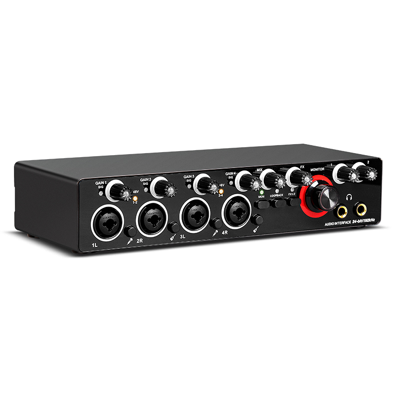 Studio Recording Microphone USB External 48V MD44 24Bit 192KHz Audio Interface 4 Input Output Sound Card Mixer