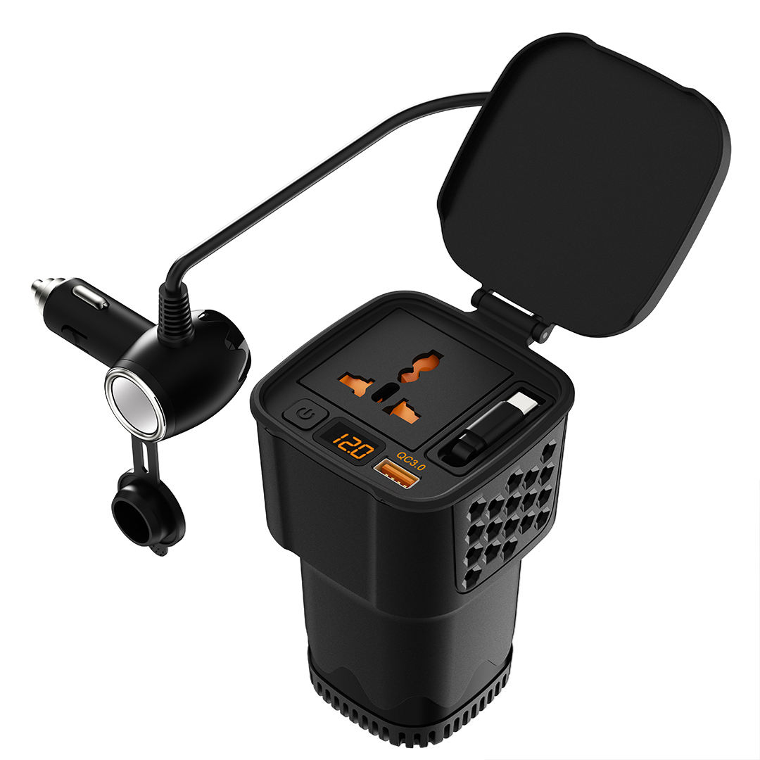 Factory Built-in Type-C PD and QC 3.0 36W Reel Cable 200 Watt DC 12V to AC 220V Modified Sine Wave Car Power Converter Inverter