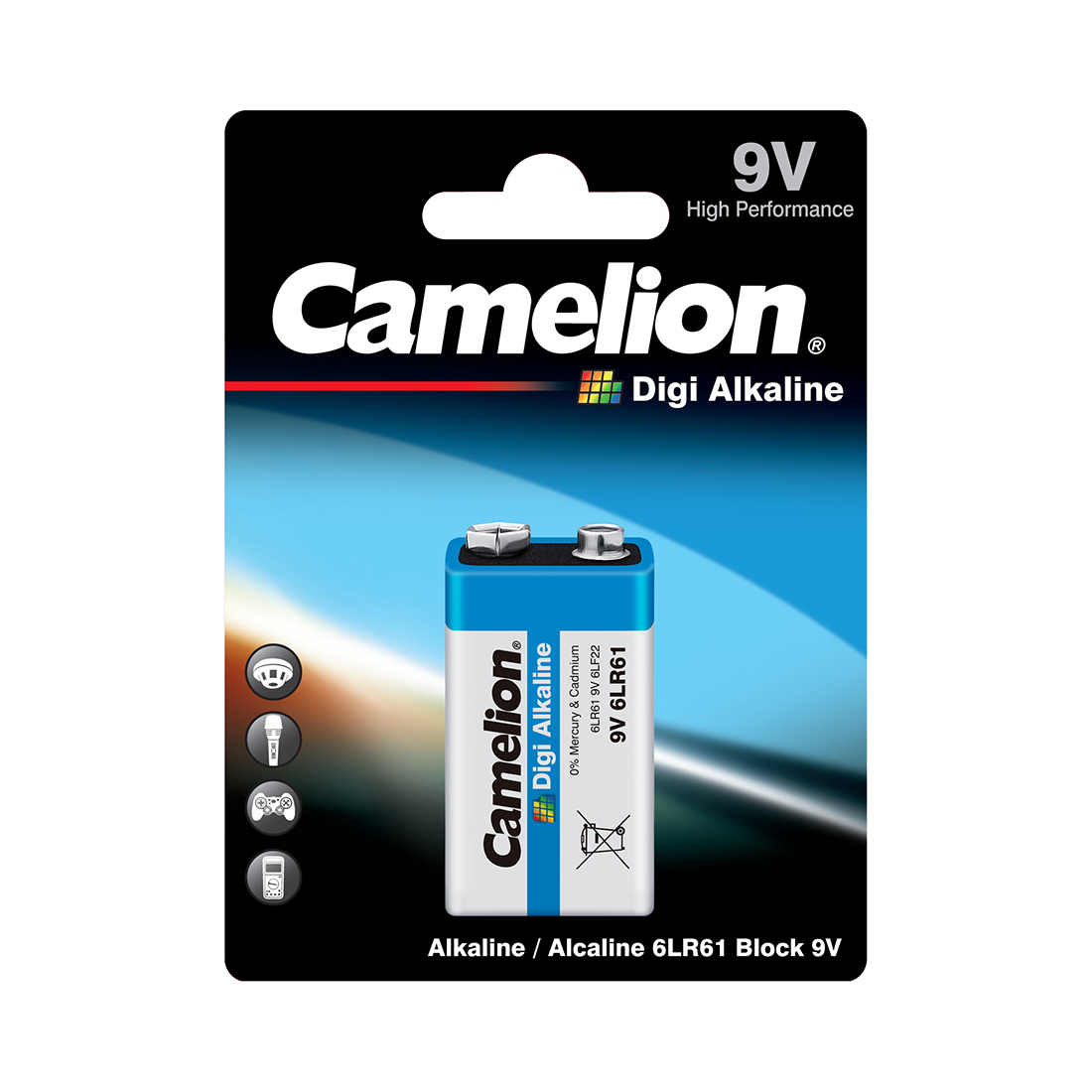 Батарейка CAMELION 6LR61-BP1DG Digi Alkaline 9V 600 mAh