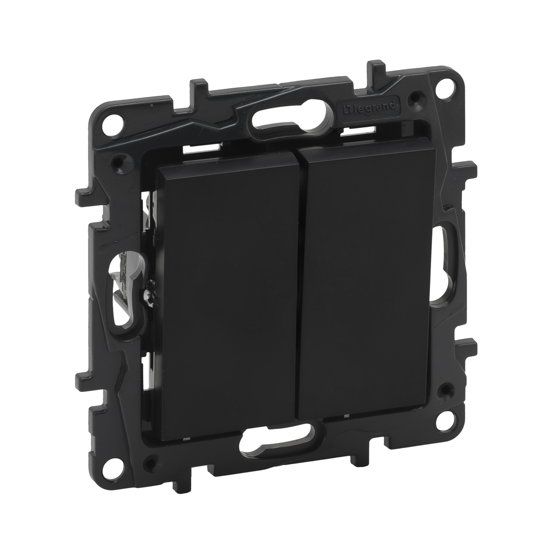 Выключатель двухклавишный, Legrand Niloe Step, 863505B, 10А авт.кл. Чёрный