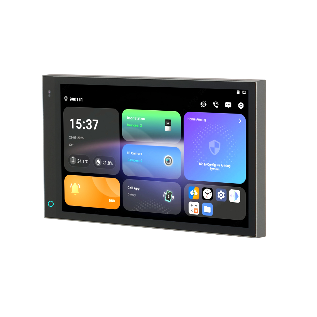 Домофонная система, Dahua, DHI-SCP3024A-B, Android 14, 7 дюймовый сенсорный экран, Оснащенное встроенным датчиком освещенности, устройство автоматически регулирует яркость экрана для комфортного просмотра.Wi-Fi 2.4 ГГц