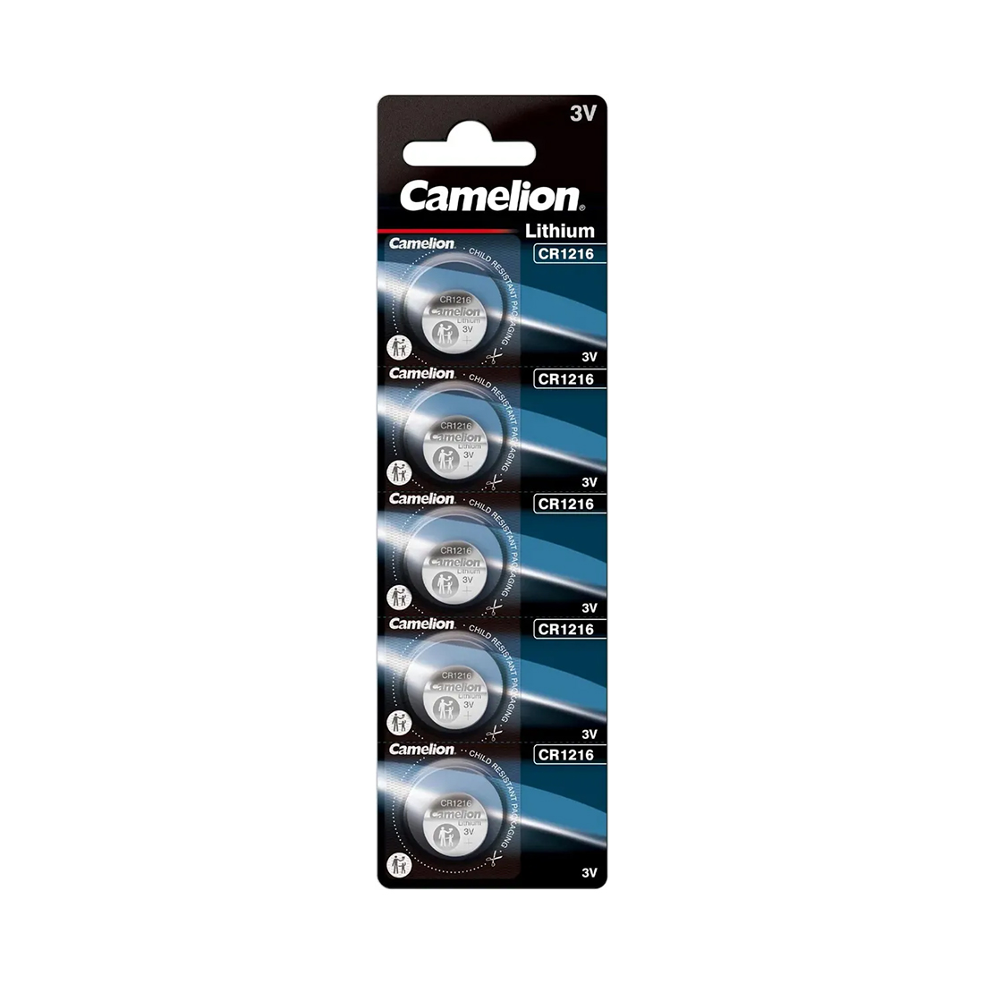 Батарейка, CAMELION, CR1216-BP5 Lithium Battery, CR1216 3V, 220 mAh, 5 шт. в блистере