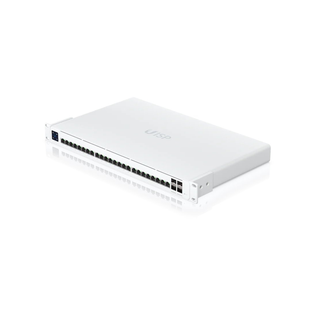 Сетевой коммутатор, Ubiquiti, UISP-S-Pro, UISP Switch, управляемый L2, 24 порта 100/100/1000 Mbps RJ-45 (LAN1–16 с пассивным PoE 27В), uplink/downlink, сенсорный ЖК-дисплей, Passive PoE, бюджет 220Вт, 4 порта SFP+ , Стоечный