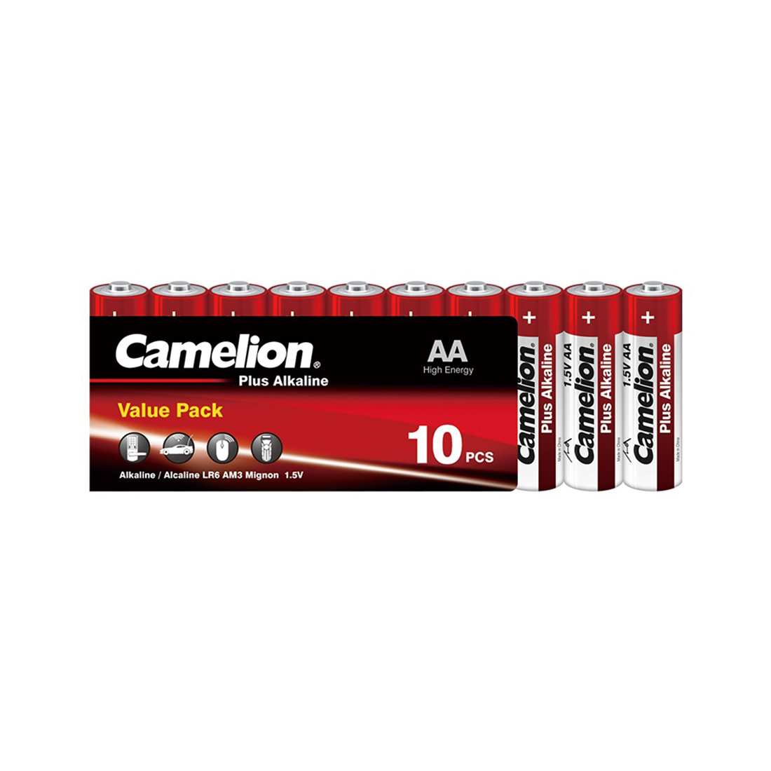 Батарейка, CAMELION, LR6-SP10-DA, Plus Alkaline, AA, 1.5V, 2700 mAh, 10 шт., в плёнке