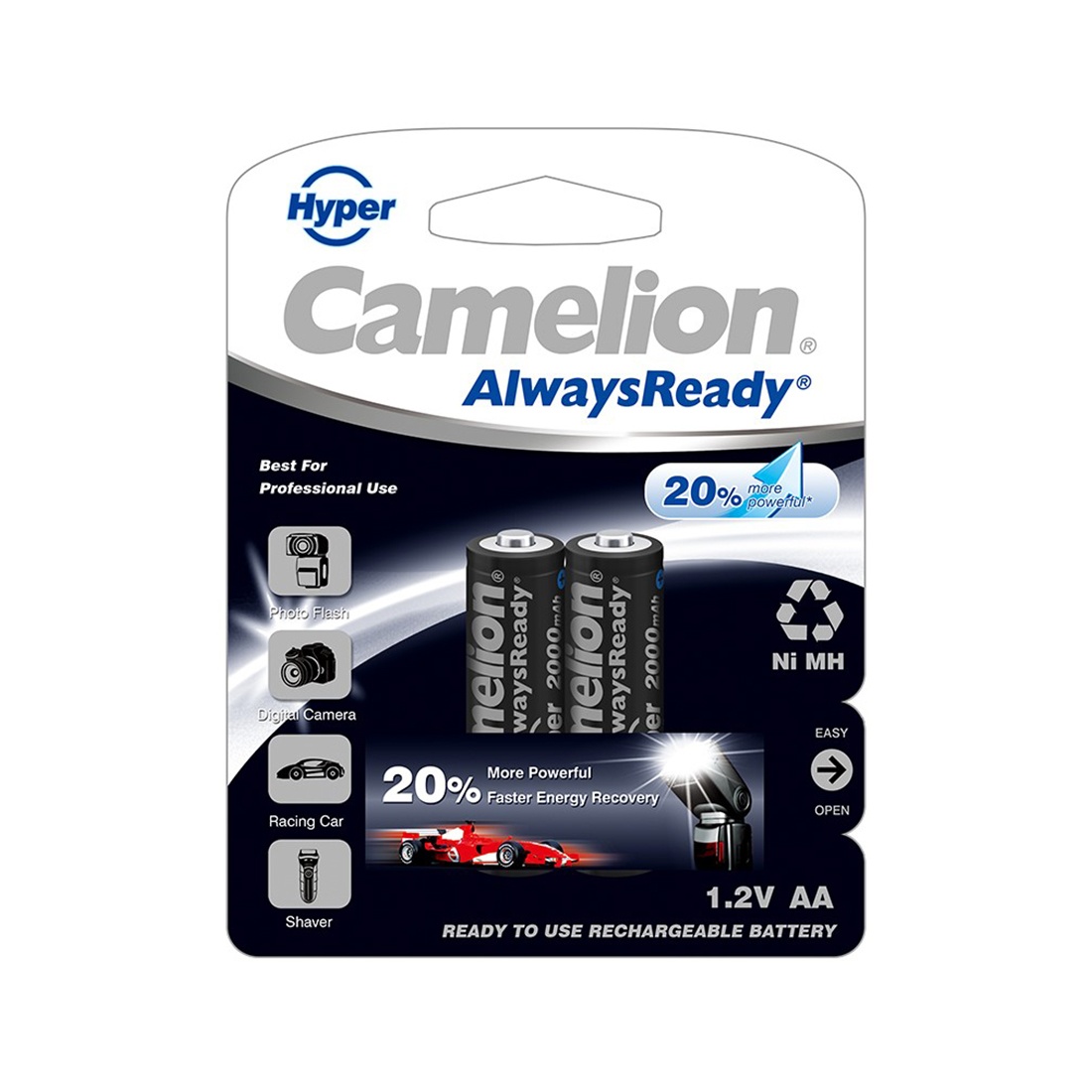 Аккумулятор CAMELION NH-AA2000HPBP2 AlwaysReady "Hyper" Rechargeable AA 1.2V 2000 mAh 2 шт.
