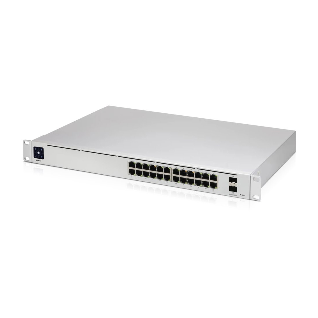 Коммутатор, Ubiquiti, USW-Pro-24-POE, Switch, Управляемый L3, 24GbE RJ45 (16PoE+, 8PoE++), 210Gbps SFP+, 802.3af/at/bt, бюджет 400W, 2 порта SFP+, 1.3 сенсорный LCM-дисплей, RJ45-консоль, Стоечный