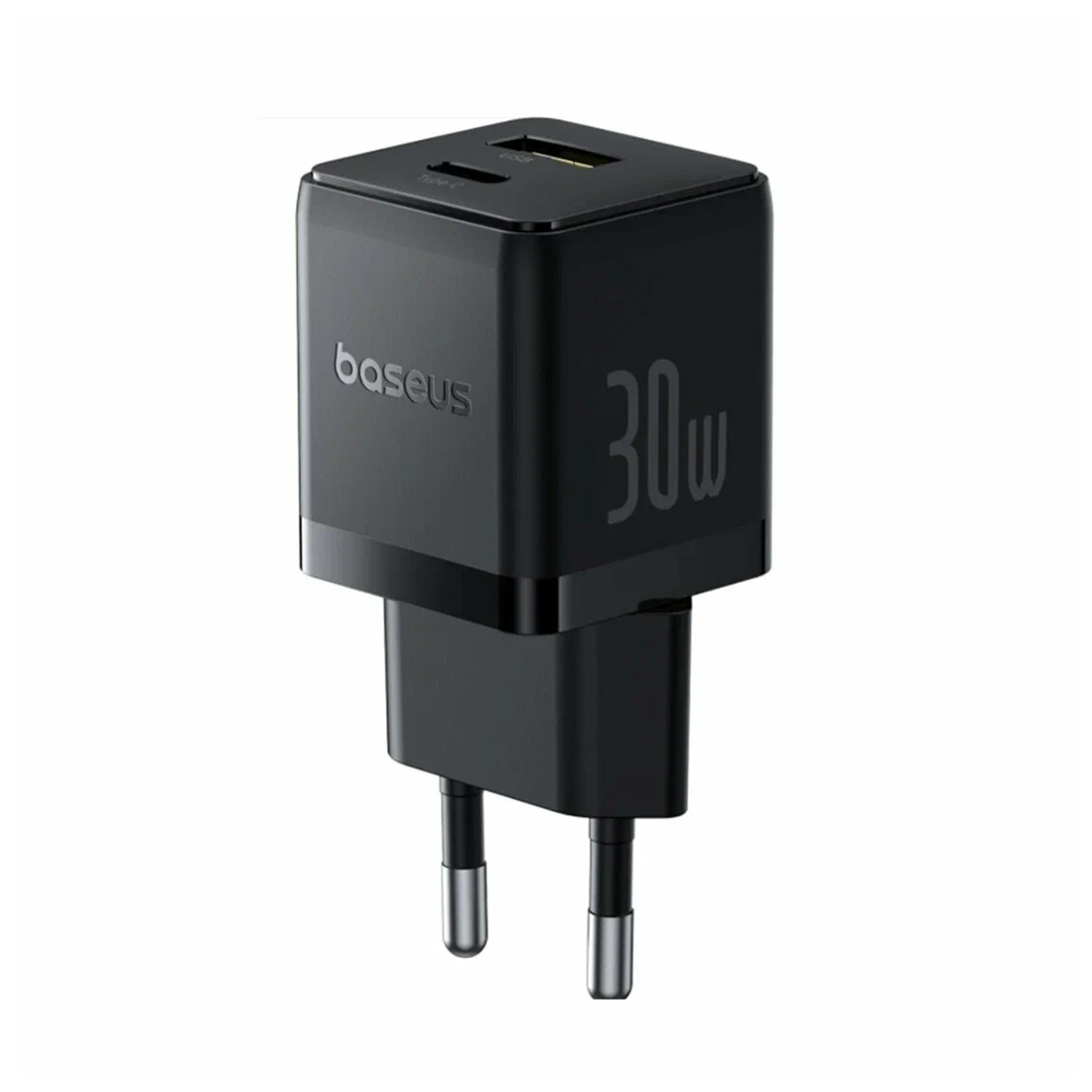 Адаптер питания, Baseus, Palm C+U, P10111608113-01, 20 Вт, 1USB-C + 1USB-A, USB-C: 5В3А / 9В2,22А / 12В1,67А, USB-A: 5В3А / 9В2А / 12В1,5А, PD 3.0, QC 3.0, 100–240В~, 50/60Гц, 0,8А, кабель USB-C—USB-C, 60 Вт, 1 м, EU, Black, Чёрный