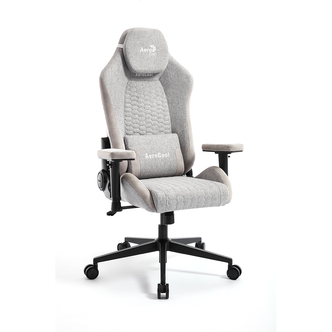 Игровое компьютерное кресло, Aerocool, CROWN Loft Light Grey, Тканевая поверхность AeroWeave с карбоновым рисунком, (Ш)65*(Г)70*(В)122 (132) см, Серый
