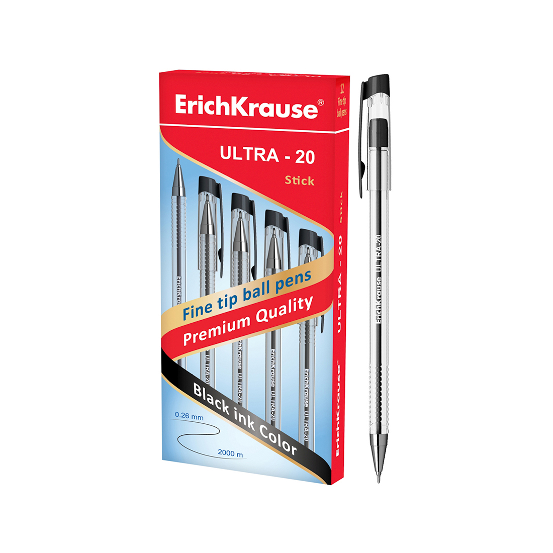Ручка шариковая, ErichKrause®, 13876, ULTRA-20, цвет чернил черный