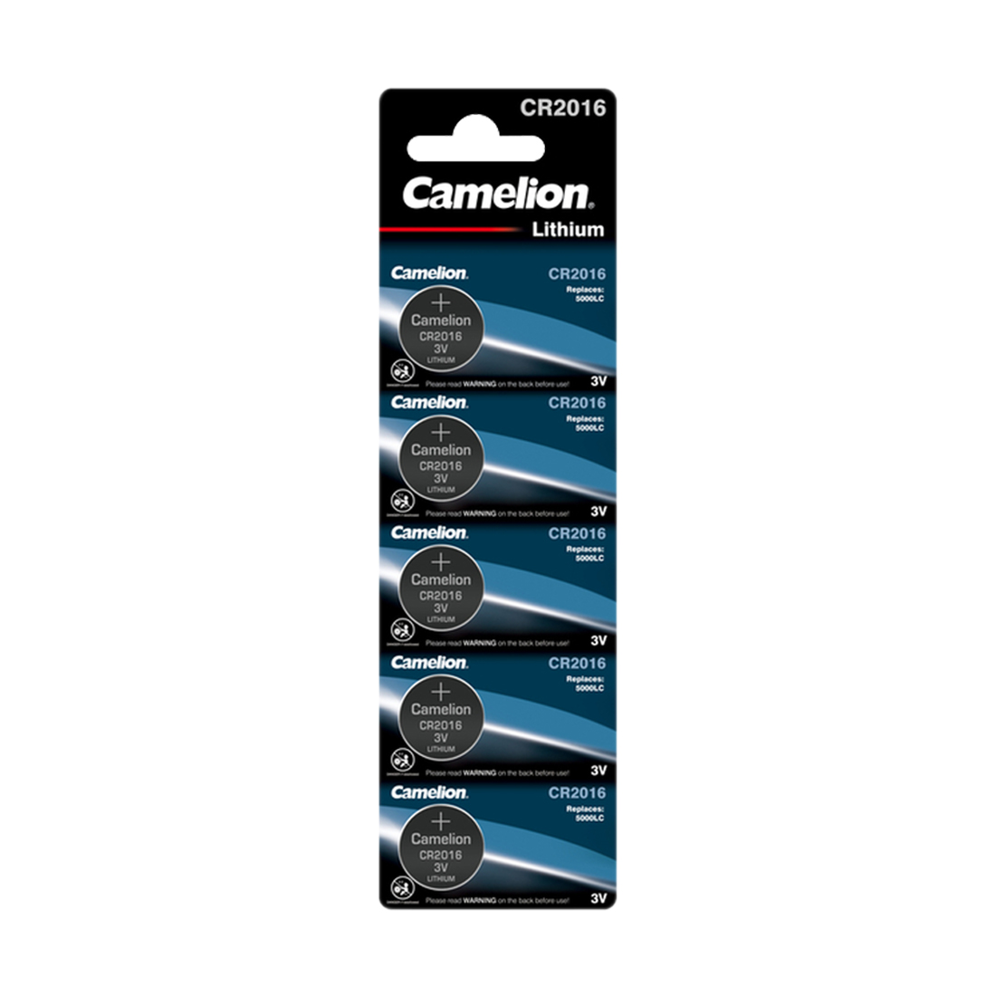Батарейка, CAMELION, CR2016-BP5, Lithium Battery, CR2016, 3V, 75 mAh, 5 шт. Блистер