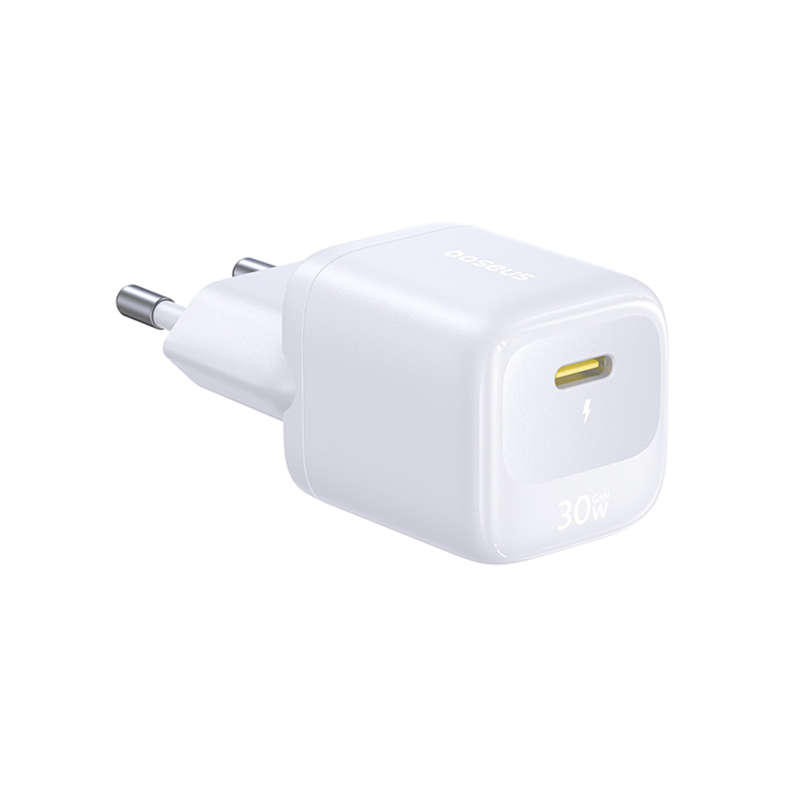 Адаптер питания, Baseus, EnerFill FN22, E0123101, GaN, 1 USBC, 30 Вт, 5 В 3 А, 9 В 3 А, 12 В 2,5 А, 15 В 2 А, 20 В 1,5 А, PD 3.0, QC 3.0, PPS, 100–240 В~, 50/60 Гц, 0,8 А, EU, Moon White, Белый