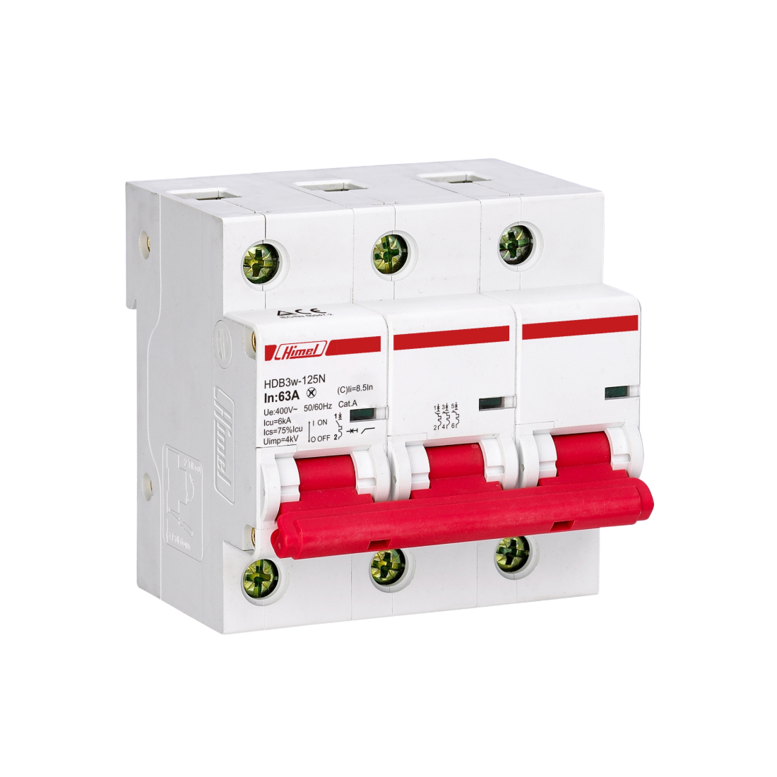 Автоматический выключатель, Himel, HDB3W125H3C100, HDB3w-125 3P 100А С 10кА