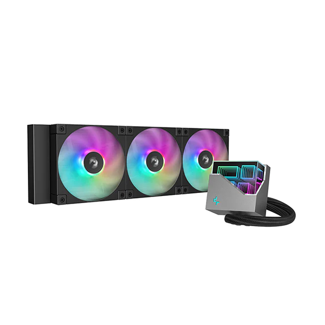 Кулер с водяным охлаждением, Deepcool, LT360 ARGB R-LT360-BKAMNC-G-1, Intel 1700/1200/115х и AMD AM5/AM4/, TDP 300W, 3*120мм FD12 ARGB, 600-2400RPM±10%, 85,85CFM, 38,71 dB(A), Чёрный