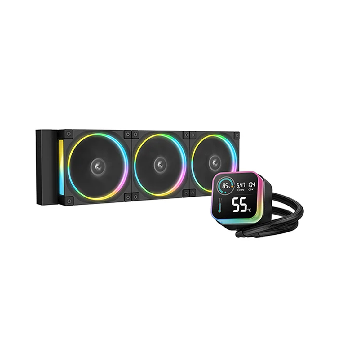 Кулер с водяным охлаждением, Deepcool, LQ360 ULTRA ARGB R-LQ360-BKASMC-G-1, Intel 1851/1700/1200/115х и AMD AM5/AM4/, TDP 300W, 3*120мм FL12 ARGB, 500-2150 RPM±10%, 55CFM, 32 dB(A), Чёрный