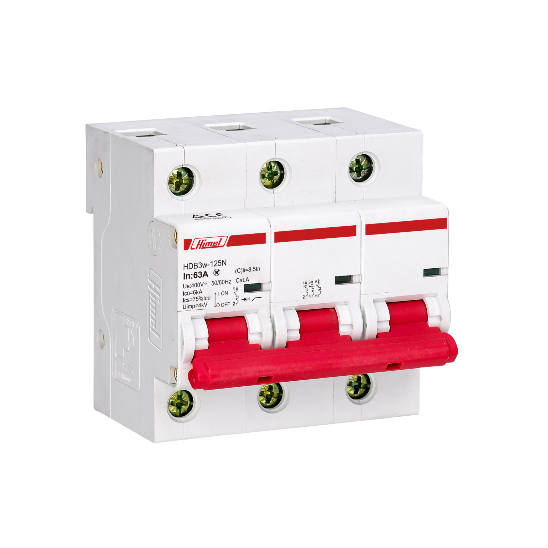 Автоматический выключатель, Himel, HDB3W125H3C125, HDB3w-125 3Р 125А С 10кА