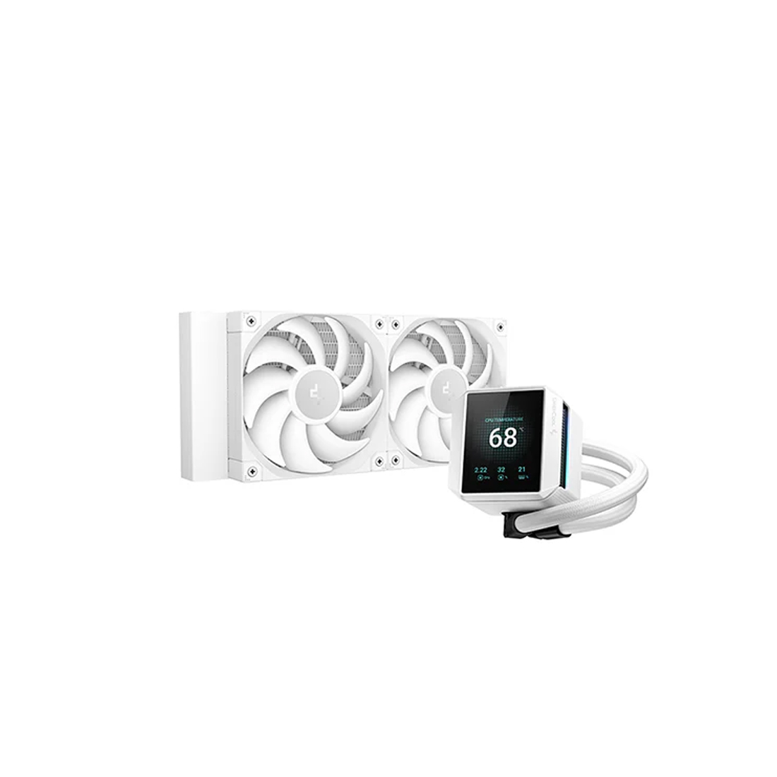Кулер с водяным охлаждением, Deepcool, MYSTIQUE 240 WH R-LX240-WHDSNMP-G-1, Intel 1851/1700/1200/115х и AMD AM5/AM4/, TDP 280W, 2*120мм FT12 SE, 500-2150 RPM±10%, 72,45CFM, 36,49 dB(A), Белый