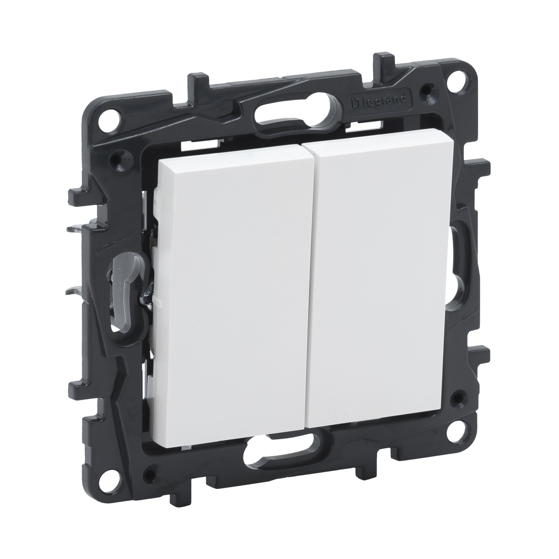 Переключатель двухклавишный, Legrand Niloe Step, 863108, 10А авт.кл. Белый