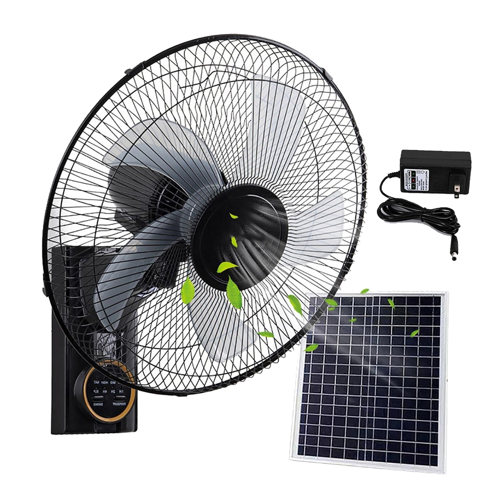 16-Inch Solar Fans Wall Mounted Oscillating Fan with Remote Control for Home Office Bedroom Living Room Garage Household Product