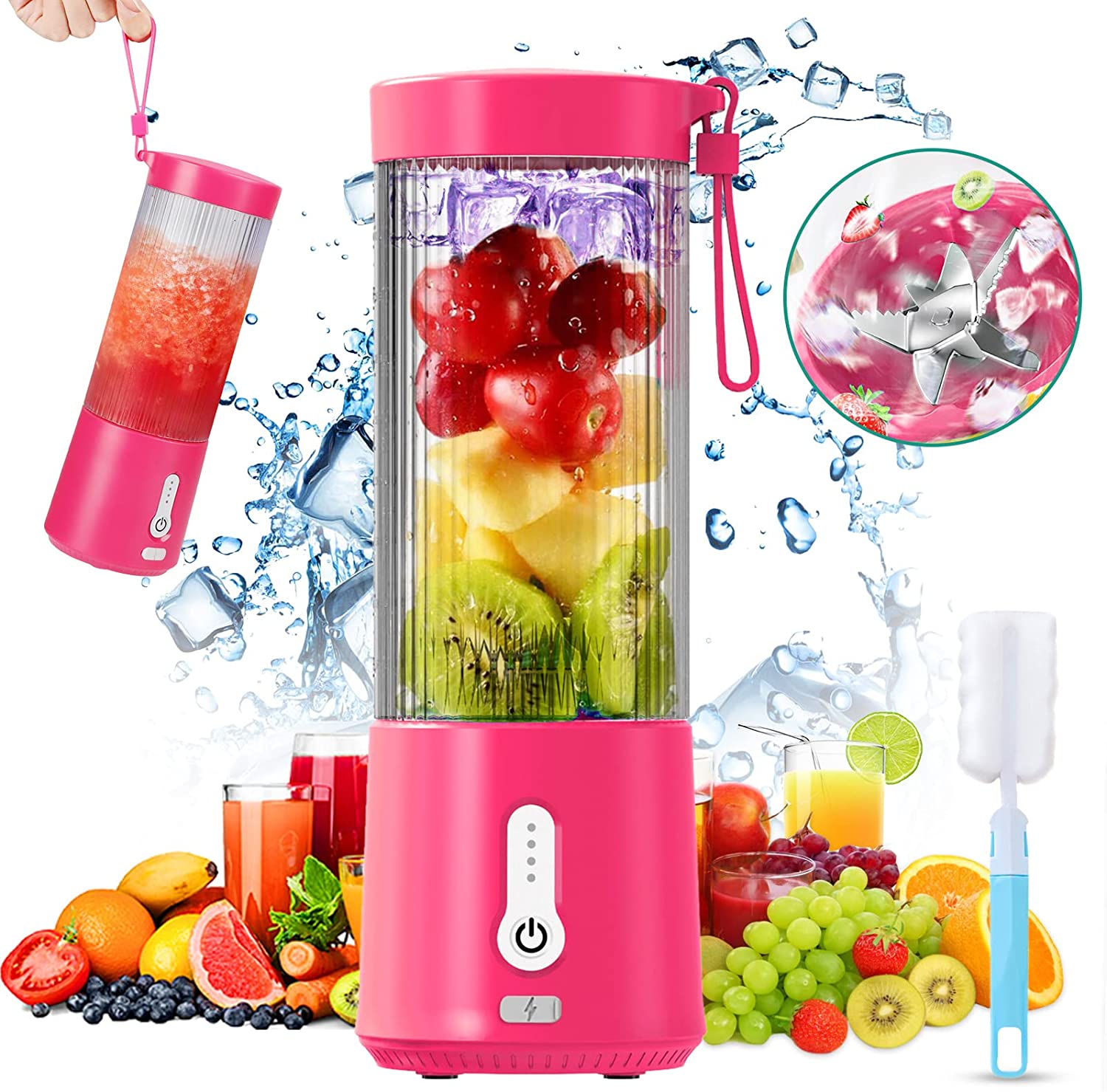 Portable Handheld Blender Juicer 450ML 6 Blades Stainless Steel USB Rechargeable Automatic Electric Blender Juicer