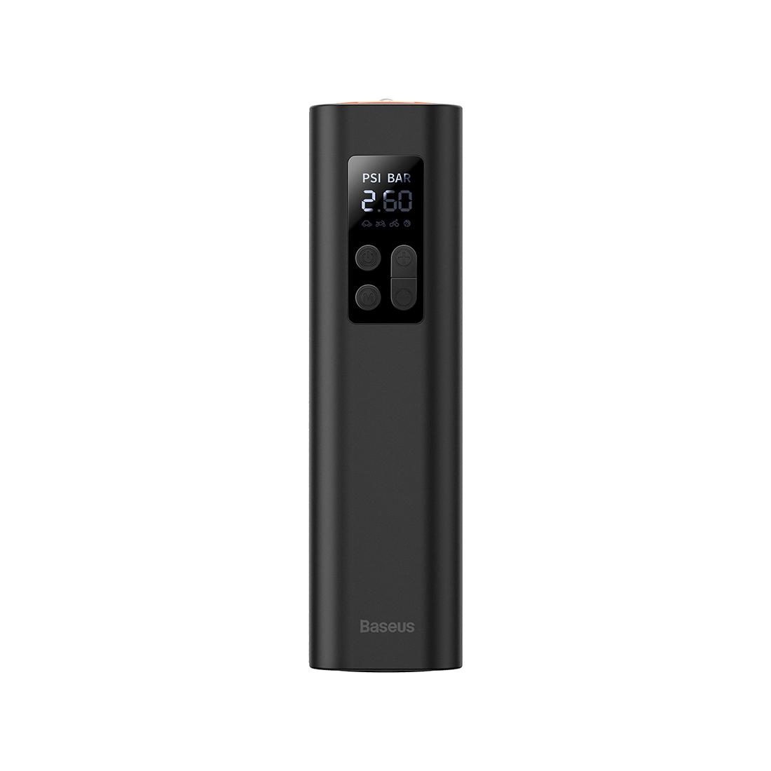 Автомобильный компрессор, Baseus, Super Mini Inflator Pump, CRCQ000001, Поршневой, 120 Вт, 12 В, 30 л/мин, 0,2–150 PSI, До 10,3 бар, Цифровой дисплей, Автостоп, LED-фонарь, Кабель питания 3 м, Шланг 0,18 м, Питание от прикуривателя, Черный