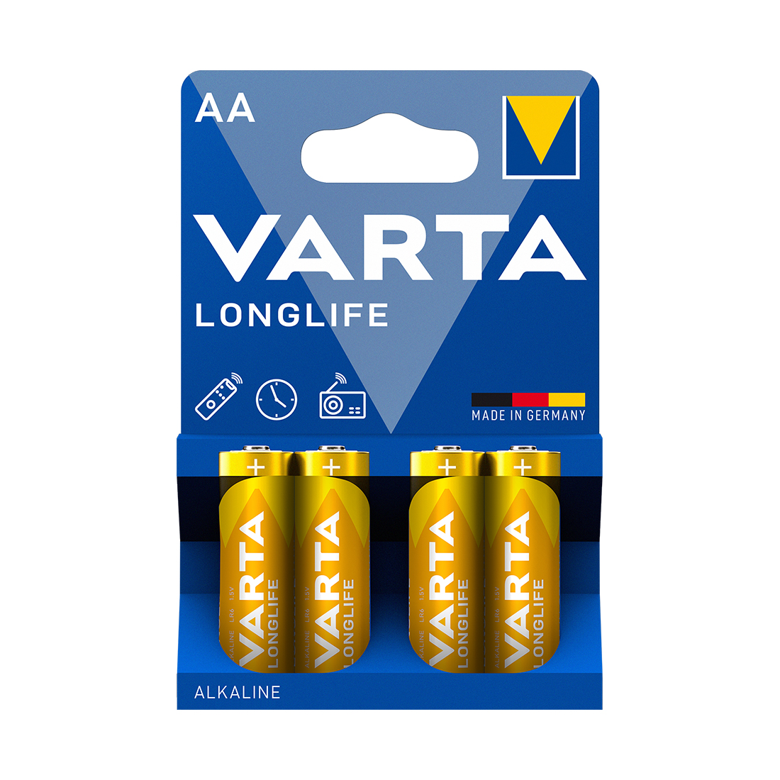 Батарейка, VARTA, LR6 Longlife Mignon, AA, 1.5V, 4 шт., Блистер