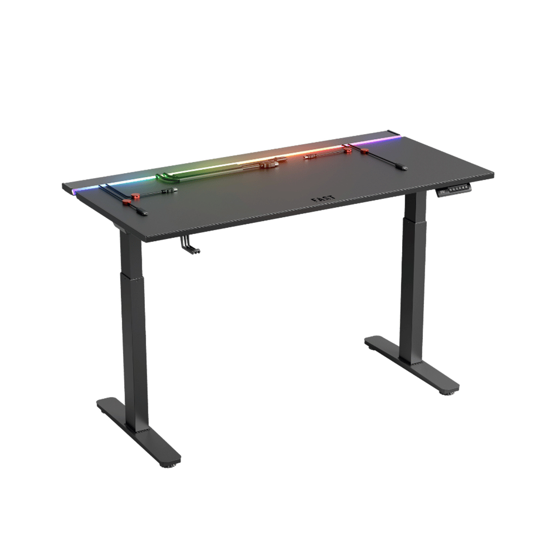 Компьютерный стол, 1STPLAYER, FAST-1470-RGB-BK, Поверхность - МДФ, Основание - алюминий, 2 коробки ( Столешница и ножки) 145х70х122, Черный