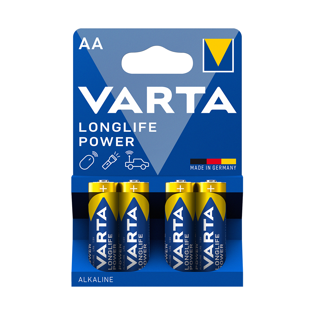 Батарейка, VARTA, LR6 Longlife Power Mignon, AA, 1.5V, 4 шт., Блистер