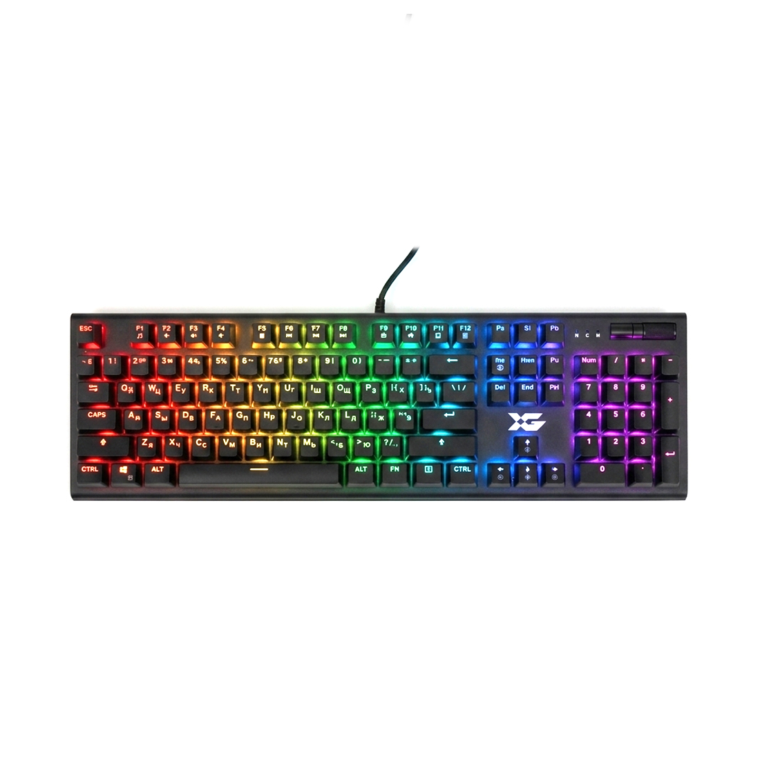 Клавиатура, XG, Raven Ares, Игровая, USB, Кол-во стандартных клавиш 104, Механические свитчи, RGB, Длина кабеля 1,5 метра, Анг/Рус, Чёрный