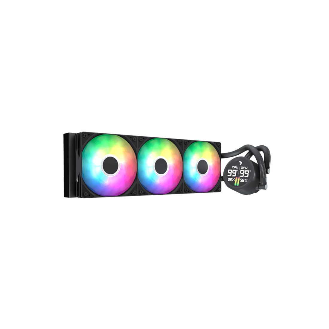 Кулер с водяным охлаждением, Aerocool, Abyss L360R Digi BK, Intel 1851/1700/1200/115х и AMD AM5/AM4/, TDP 320W, 3*120мм ARGB, 600-3000RPM±10%, 81,5CFM, 38 dB(A), Чёрный