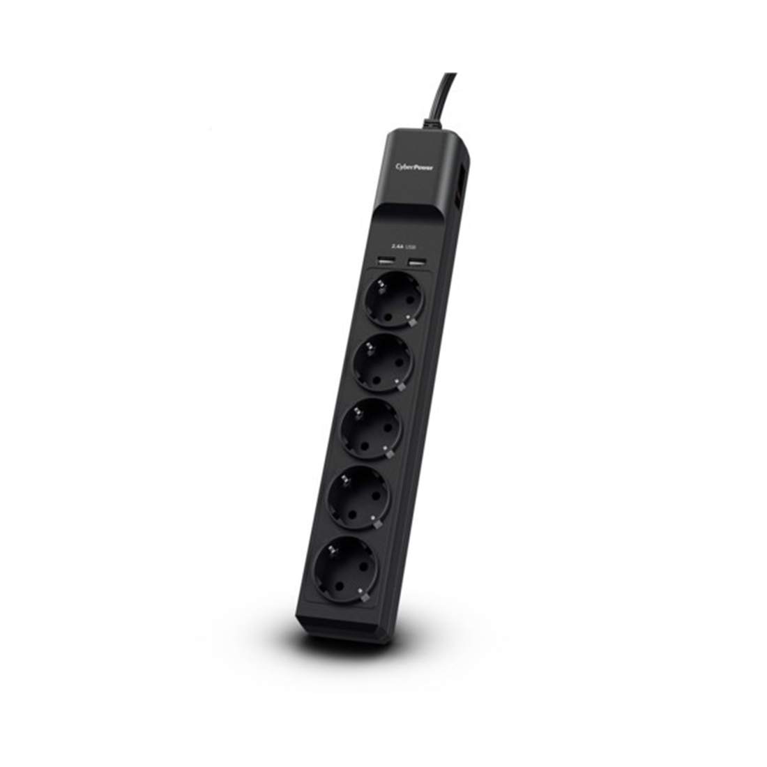 Сетевой Фильтр, CyberPower B0520SUC0-DE, 1,8м, 5 розеток, 10А, 350Дж, 2 USB 2,4A, черный цвет