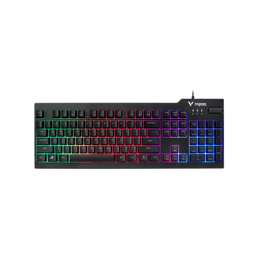 Клавиатура, Rapoo, V50S, Игровая, USB, Кол-во стандартных клавиш 104, Длина кабеля 1,8 метра, Анг/Рус/Каз, LED, 440*163*40, Чёрный