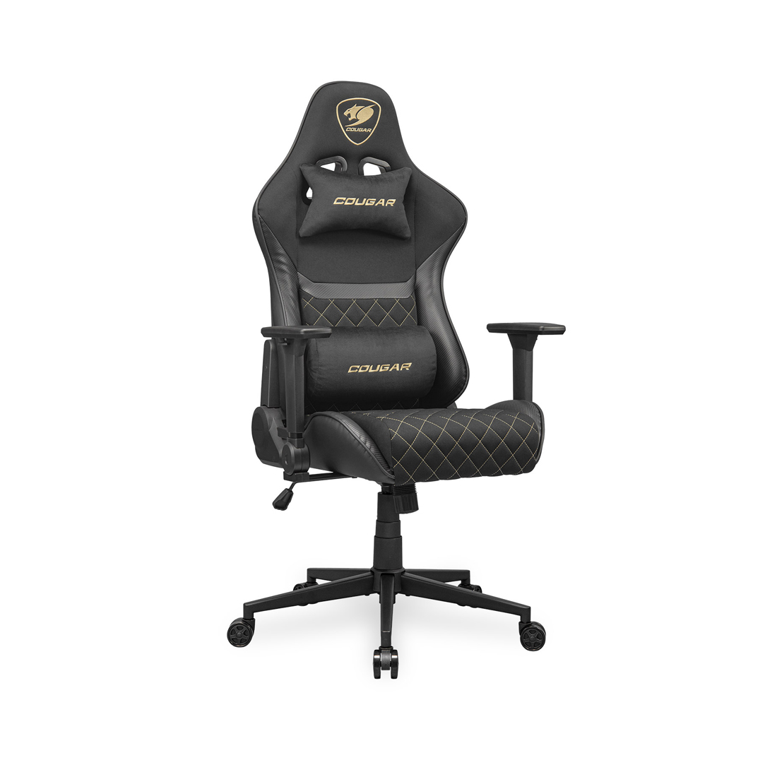 Игровое компьютерное кресло, Cougar, ARMOR One V2 Gold F, Тканное покрытие, (Ш)58*(Г)52*(В)121 (128) см, Чёрно-золотой