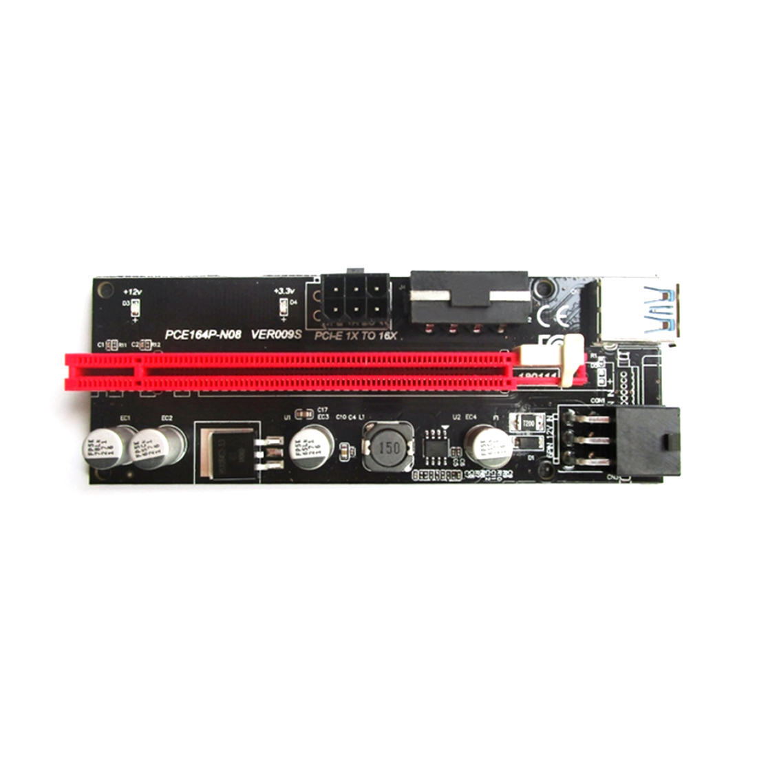Плата расширения, X-Game, R-PR 009s plus 4, Три разъема 6pin, USB-кабель 60 см, Вес 100 г/шт., Напряжение 3 В, 8 конденсаторов, Позолоченный USB, Прорезь для металлического щита, Сумка на молнии из ПВХ, красный